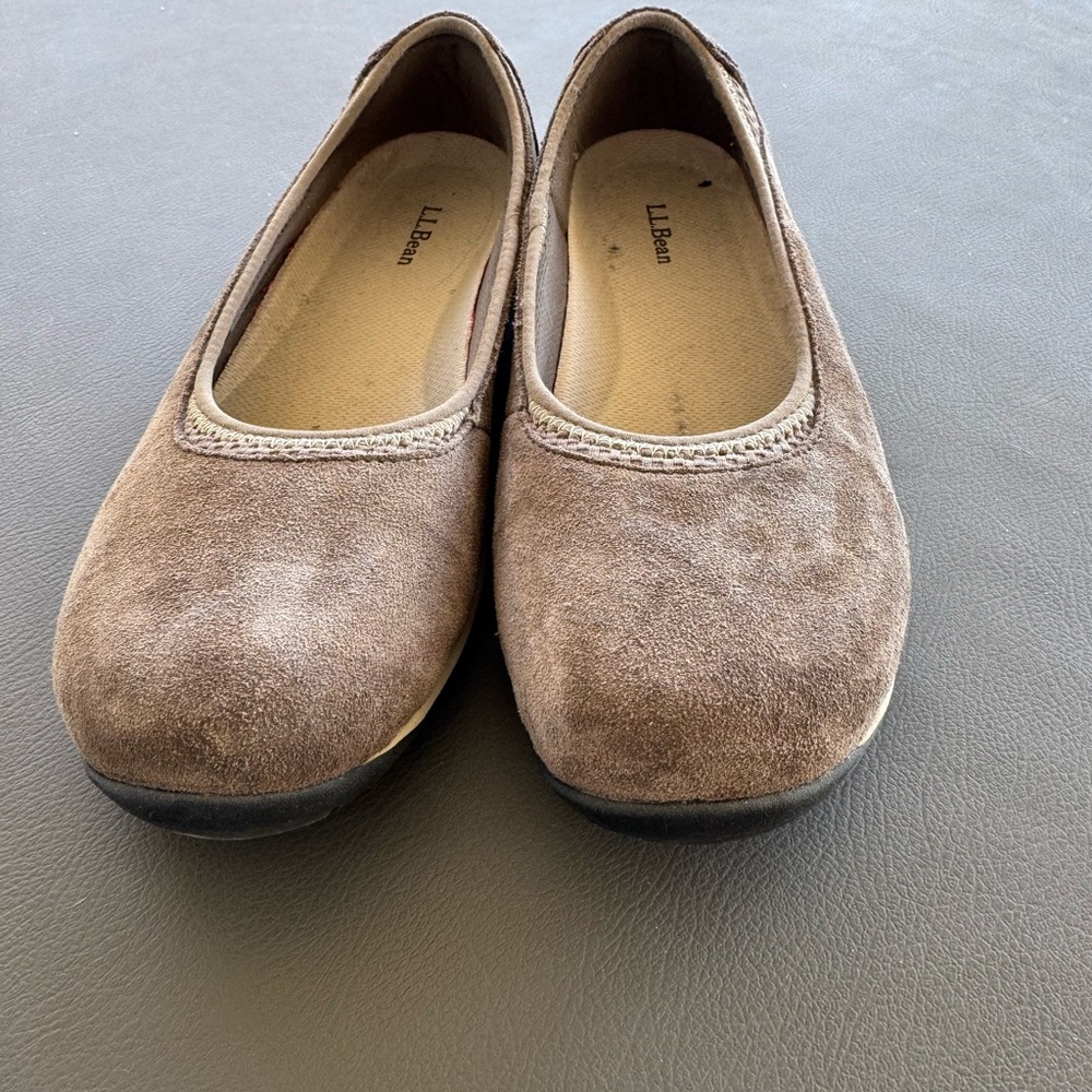 L.L. Bean Taupe Suede Slip-On Shoes